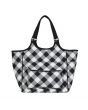 Everything Mary Craft Storage Tote Bag with Pockets and Compartments, Black & White Check - Organiser Bag for Knitting, Crafting and Sewing Projects, Yarn, Supplies, and Accessories - EVM10042-23