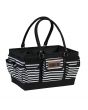 Everything Mary Craft Organiser Bag, Black & White Stripe - Collapsible Caddy and Tote with Compartments for Sewing, Scrapbooking, Paper Craft, and Art - EVM12776-2