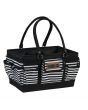 Everything Mary Craft Organiser Bag, Black & White Stripe - Collapsible Caddy and Tote with Compartments for Sewing, Scrapbooking, Paper Craft, and Art - EVM12776-2