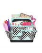 Everything Mary Collapsible Desktop Craft Organiser, Teal Geometric Stripe for Sewing, Scrapbooking, Paper Craft, and Art - EVM12830-2