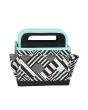 Everything Mary Collapsible Desktop Craft Organiser, Teal Geometric Stripe for Sewing, Scrapbooking, Paper Craft, and Art - EVM12830-2