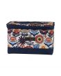 Everything Mary Sewing Box with Compartments, Navy & Multicolour Floral - Collapsible Storage and Organiser Basket for Sewing Supplies, Accessories, Thread, Needles, and Scissors - EVM12861-2