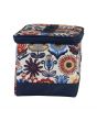 Everything Mary Sewing Box with Compartments, Navy & Multicolour Floral - Collapsible Storage and Organiser Basket for Sewing Supplies, Accessories, Thread, Needles, and Scissors - EVM12861-2