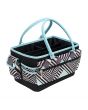 Everything Mary Craft Organiser Bag, Teal Geometric Stripe - Collapsible Caddy and Tote with Compartments for Sewing, Scrapbooking, Paper Craft, and Art - EVM9152-22