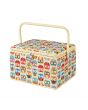 Sewing Online Large Sewing Box, Owl Print Fabric | 32 x 25 x 20cm | Storage and Organiser Basket with Compartments for Sewing Supplies, Accessories, Thread, Needles, and Scissors - FL-011