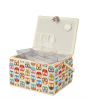 Sewing Online Large Sewing Box, Owl Print Fabric | 32 x 25 x 20cm | Storage and Organiser Basket with Compartments for Sewing Supplies, Accessories, Thread, Needles, and Scissors - FL-011