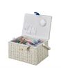 Buttons Needle Thread Blue Embroidered Medium Sewing Box | Sewing Online FM-012