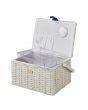 Sewing Online Medium Sewing Basket, White with Navy Embroidered Buttons Lid | 26 x 19 x 15cm | Storage and Organiser Box with Compartments for Sewing Supplies, Accessories, Thread, Needles, and Scissors - FM-012