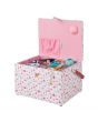 Sewing Online Large Sewing Box, Pink and Blue Floral Fabric | 31 x 23 x 20cm | Storage and Organiser Basket with Compartments for Sewing Supplies, Accessories, Thread, Needles, and Scissors - GA1121L