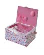Sewing Online Medium Sewing Box, Pink and Blue Floral Fabric | 26 x 18 x 15cm | Storage and Organiser Basket with Compartments for Sewing Supplies, Accessories, Thread, Needles, and Scissors - GA1121M
