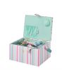 Sewing Online Medium Sewing Box, Multicolour Stripe Fabric | 26 x 18 x 15cm | Storage and Organiser Basket with Compartments for Sewing Supplies, Accessories, Thread, Needles, and Scissors - GA1122M
