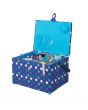 Sewing Online Large Sewing Box, Navy Spot Fabric | 31 x 23 x 20cm | Storage and Organiser Basket with Compartments for Sewing Supplies, Accessories, Thread, Needles, and Scissors - GA1123L