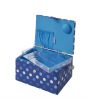 Sewing Online Medium Sewing Box, Navy Spot Fabric | 26 x 18 x 15cm | Storage and Organiser Basket with Compartments for Sewing Supplies, Accessories, Thread, Needles, and Scissors - GA1123M