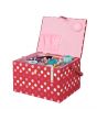 <strong>Large Sewing Box</strong> <span>Red Spot Fabric | 31 x 23 x 20cm | Storage and Organiser Basket with Compartments for Sewing Supplies, Accessories, Thread, Needles and Scissors</span> <em>Sewing Online GA1126L</em>