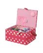 Sewing Online Medium Sewing Box, Red Spot Fabric | 26 x 18 x 15cm | Storage and Organiser Basket with Compartments for Sewing Supplies, Accessories, Thread, Needles, and Scissors - GA1126M