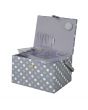 Sewing Online Large Sewing Box, Grey Spot Fabric | 31 x 23 x 20cm | Storage and Organiser Basket with Compartments for Sewing Supplies, Accessories, Thread, Needles, and Scissors - GA1129L