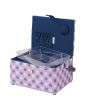 Sewing Online Medium Sewing Box, Purple Fabric with an Embroidered Button Heart Lid | 26 x 18 x 15cm | Storage and Organiser Basket with Compartments for Sewing Supplies, Accessories, Thread, Needles, and Scissors - GA1113M
