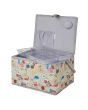 Sewing Online Large Sewing Box, Grey Sewing Notions Fabric | 31 x 23 x 20cm | Storage and Organiser Basket with Compartments for Sewing Supplies, Accessories, Thread, Needles, and Scissors - MRL-120