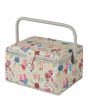 Sewing Online Medium Sewing Box, Grey Sewing Notions Fabric | 26 x 18 x 15cm | Storage and Organiser Basket with Compartments for Sewing Supplies, Accessories, Thread, Needles, and Scissors - MRM-120