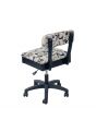 Sewing Online Hydraulic Sewing Chair with Underseat Storage, in White and Black Sewing Notions Design & Black Wooden Base - Lumbar Support & Lift Mechanism with 5 Star, 360 degree, Swivel Base on Casters. For Your Sewing Room / Home Office - HT2016