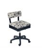 Sewing Online Hydraulic Sewing Chair with Underseat Storage, in White and Black Sewing Notions Design & Black Wooden Base - Lumbar Support & Lift Mechanism with 5 Star, 360 degree, Swivel Base on Casters. For Your Sewing Room / Home Office - HT2016