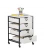 Sewing Online Mobile Sewing Storage Drawers / Craft Organiser Cart with 4 White Drawers and Charcoal Black Frame and Locking Wheels - Multipurpose: Bathroom, Kitchen, Home Office, or Laundry Room - 10224