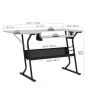 Sewing Online Small Sewing Table, White Top with Black Legs - Sewing Machine Table with Adjustable Platform, Drop Leaf Extension, and Storage Shelf. Multipurpose: Use as a Quilting/Craft Table or Gaming/Computer Desk - 13367