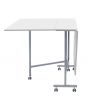 Sewing Online Quilting/Fabric Cutting Table, White Top with Silver Legs and Wheels - Folding Craft Table with Two Drop Leaves, Mobile, Compact and Easy to Store. Extra Workspace for Sewing, Craft, and Hobby Projects - 13371