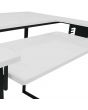 Sewing Online Small Sewing Table, White Top with Black Legs - Sewing Machine Table with Adjustable Platform and Drop Leaf Extension. Multipurpose: Use as a Quilting/Craft Table or Gaming/Computer Desk - 13405