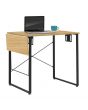 Sewing Online Small Sewing Table, Ashwood Top with Black Legs - Sewing Machine Table with Adjustable Platform and Drop Leaf Extension. Multipurpose: Use as a Quilting/Craft Table or Gaming/Computer Desk - 13406