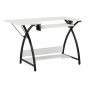 Sewing Online Small Sewing Table, White Top with Black Legs - Sewing Machine Table with Adjustable Platform, Drop Leaf Extension, and Storage Shelf. Multipurpose: Use as a Quilting/Craft Table or Gaming/Computer Desk - 13332