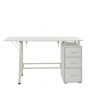 Sewing Online Large Sewing Table with 3 Drawers, White - Sewing Machine Table with Adjustable Platform, Drop Leaf Extension, and Drawers. Use as a Quilting/Craft Table or Computer/Game Desk - WC1011