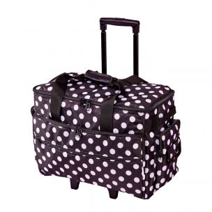 Large Sewing Machine Trolley Bag on Wheels Black with White Spots | 53 x 41 x 29cm | Sewing Machine Storage for Janome, Brother, Singer, Bernina and Most Machines Birch 006106-BW