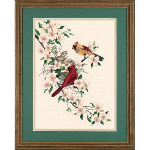 Cardinals In Dogwood Crewel Embroidery Kit Dimensions D01516