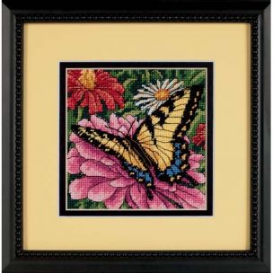 Butterfly On Zinnia Needlepoint/Tapestry Kit Dimensions D07232