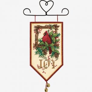 Cardinal Joy Mini Banner Christmas Cross Stitch Kit Dimensions D08822