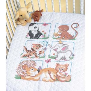 Animal Babies Stamped Cross Stitch Kit Dimensions D13083