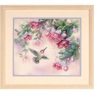 Humming Birds And Fuchsias Stamped Cross Stitch Kit Dimensions D13139