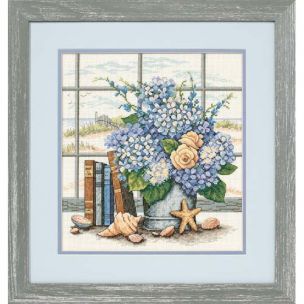 Hydrangeas And Shells Counted Cross Stitch Kit Dimensions D35166