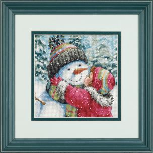 A Kiss For Snowman Christmas Cross Stitch Kit Dimensions D70-08833