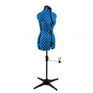 Adjustable Dressmakers Dummy in Duckegg Polka Dot with Hem Marker, Dress Form Sizes 6 to 22, Pin, Measure, Fit and Display your Clothes on this Tailors Dummy Sewing Online 5902