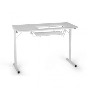 Gidget Folding Sewing Table White Top with White Legs, Sewing Machine Table with Adjustable Platform, Folding Legs for Easy Storage and Transport, Quilting/Craft Table/Gaming/Computer Desk Arrow Cabinets 98601