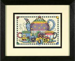 Teatime Pansies Mini Counted Cross Stitch Kit Dimensions D06877
