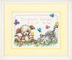 Counted Cross Stitch Kit Pet Friends Birth Record Dimensions D70-73883