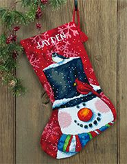 Needlepoint Stocking Snowman And Friend Dimensions D71-09146