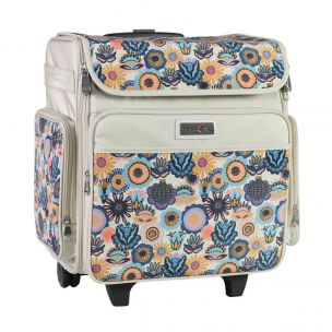 Craft Trolley Bag Floral, Papercraft Tote with Wheels for Scrapbook & Art Storage, Organiser Case for Supplies and Accessories Everything Mary EVM12777-4