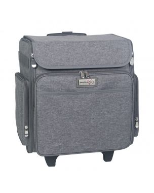 Craft Trolley BagHeather Grey , Collapsible Papercraft Tote with Wheels for Scrapbook & Art Storage, Organiser Case for Supplies and AccessoriesEverything Mary EVM12789-2