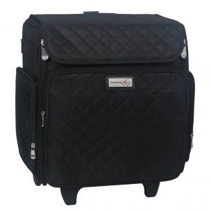 Craft Trolley Bag Black Quilted, Craft Organiser on Wheels for Sewing, Scrapbooking, Paper Craft and Art, Storage Case for Supplies and Accessories Everything Mary EVM12790-1