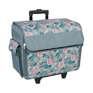 Sewing Machine Trolley Bag on Wheels Grey & Multicolour Floral, Sewing Machine Storage Case for Brother, Singer, Bernina and Most Machines Everything Mary EVM8800-15