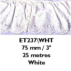 Broderie Anglais Frilled 75mm Essential Trimmings ET237--